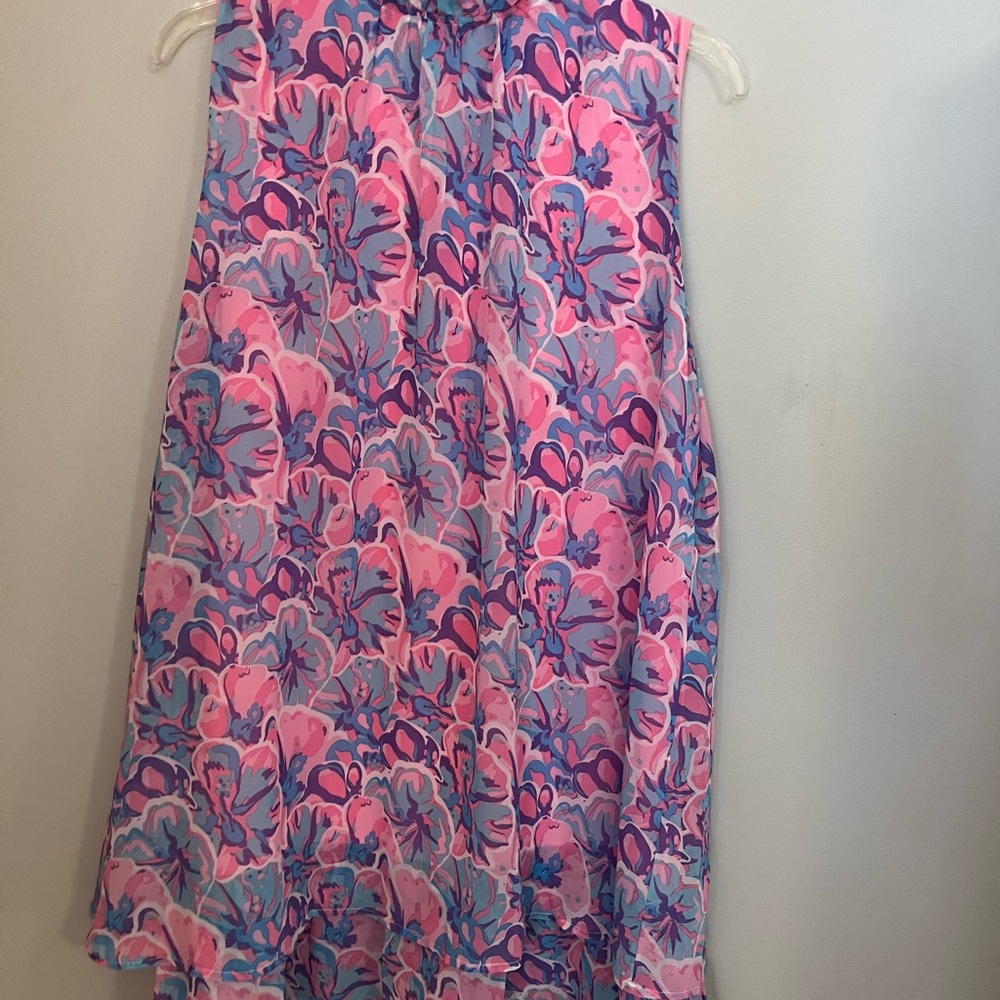 Simply Southern Tropical Leaf Mini Ruffled Tierd Dress Size M - Picture 2 of 3